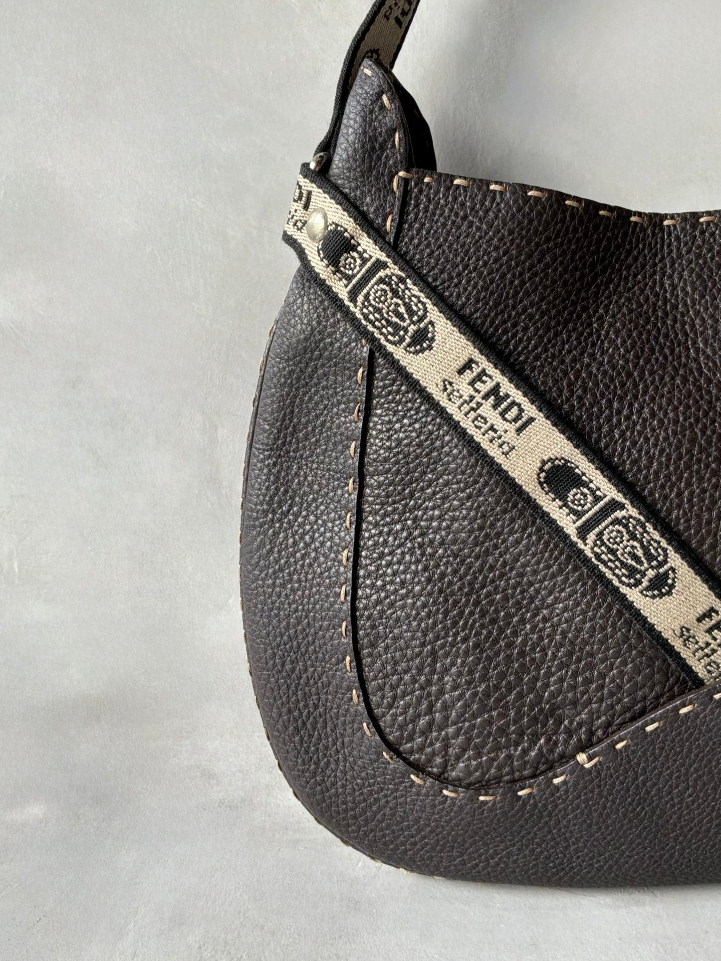 Fendi Selleria Brown Leather Hobo Bag