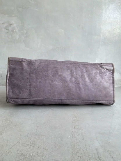 Balenciaga City ‘Part Time’ Purple Lambskin Shoulder Bag