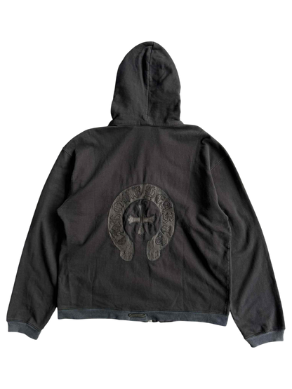 Rare Vintage Chrome Hearts Leather Patch Zip Hoodie