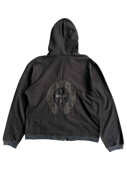 Rare Vintage Chrome Hearts Leather Patch Zip Hoodie