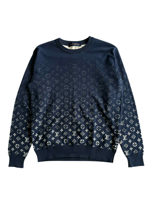 Louis Vuitton Blue & White Gradient Monogram Crewneck