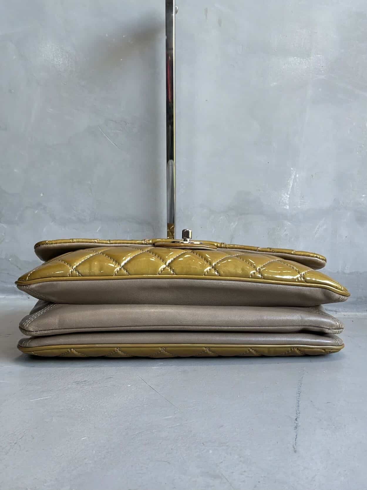 Chanel Classic Jumbo Single Flap Yellow Patent Handbag