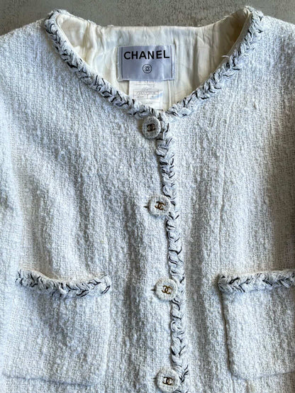 2007 Chanel White & Gold Tweed Blazer