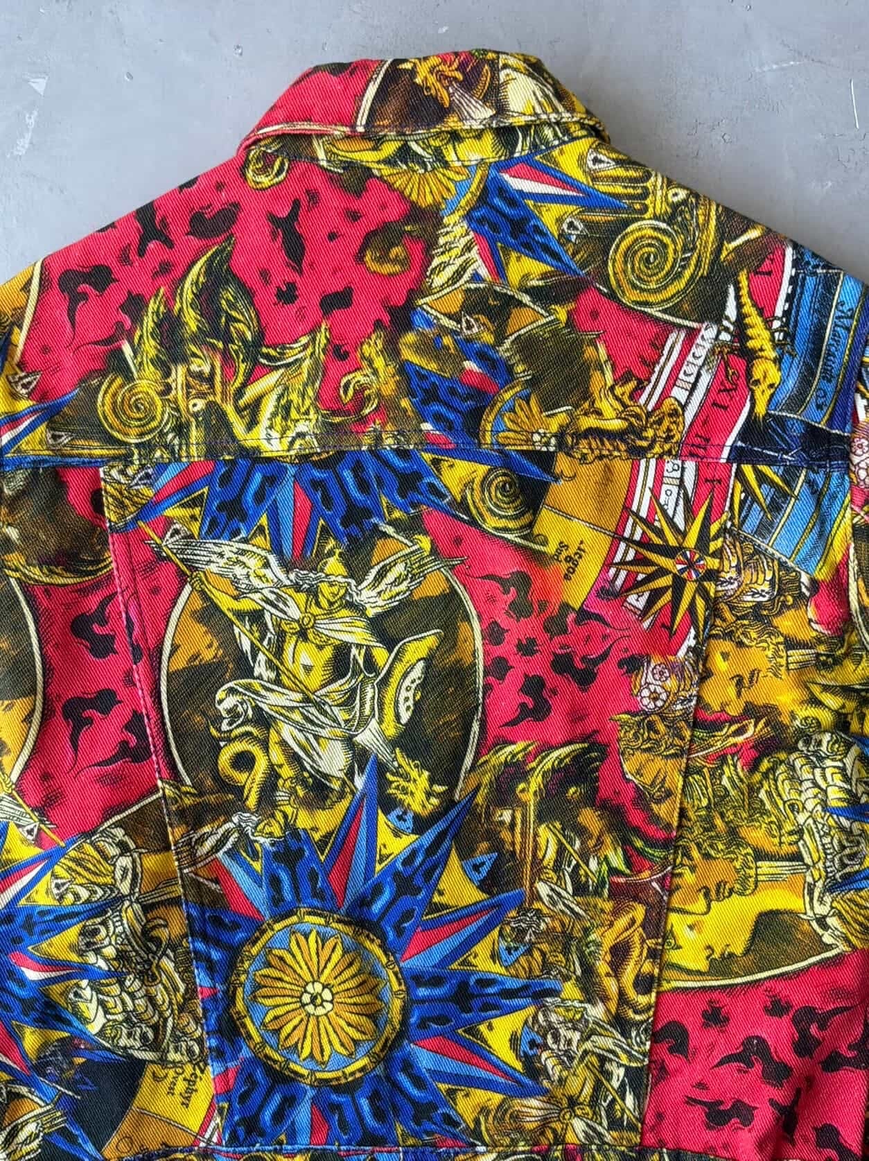 Moschino Womens Couture All Over Print Denim Jacket