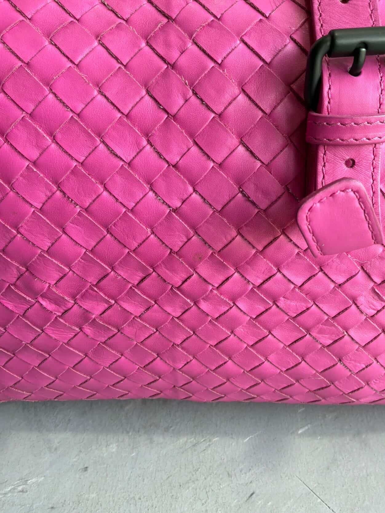 Bottega Veneta Pink Intrecciato Boston Bag