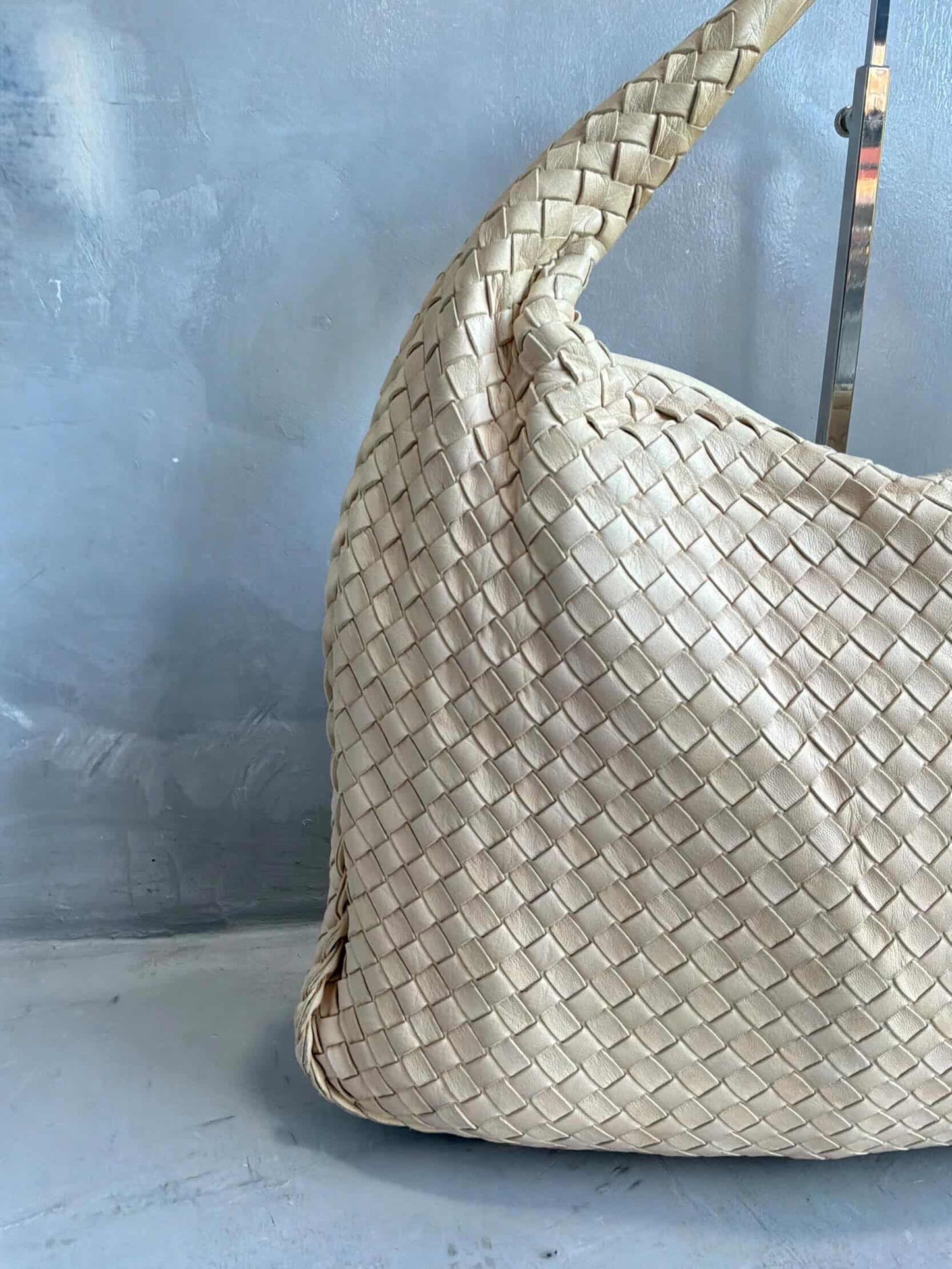 Bottega Veneta Intrecciato Cream Hobo Bag