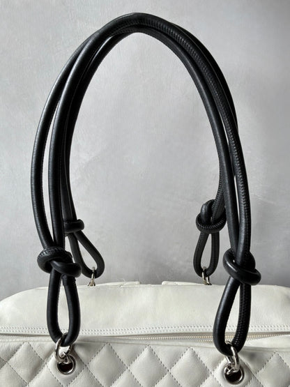 Chanel White Quilted Leather Cambon Ligne Reporter Bag