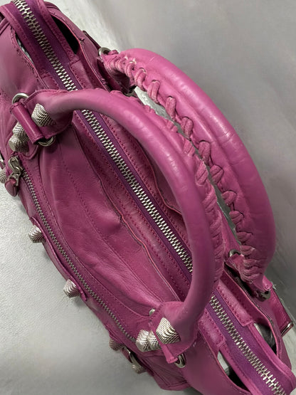 Balenciaga Classic City  Pink on Silver Giant 21 Lambskin Bag