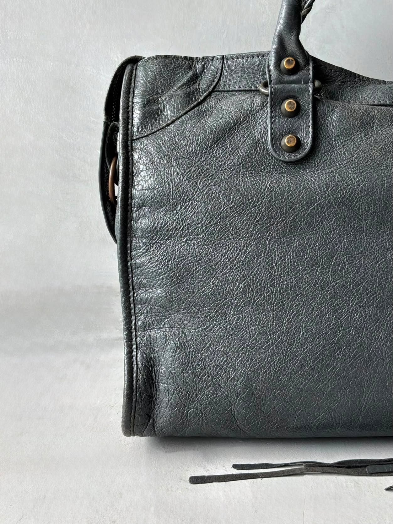 Balenciaga City Gray Lambskin Bag