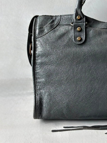 Balenciaga City Gray Lambskin Bag