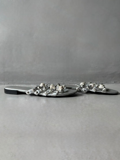 Balenciaga Metallic Silver Arena Giant Slides