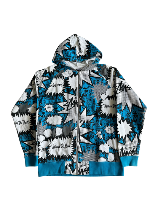 00’s Stussy Full Print Zip Hoodie