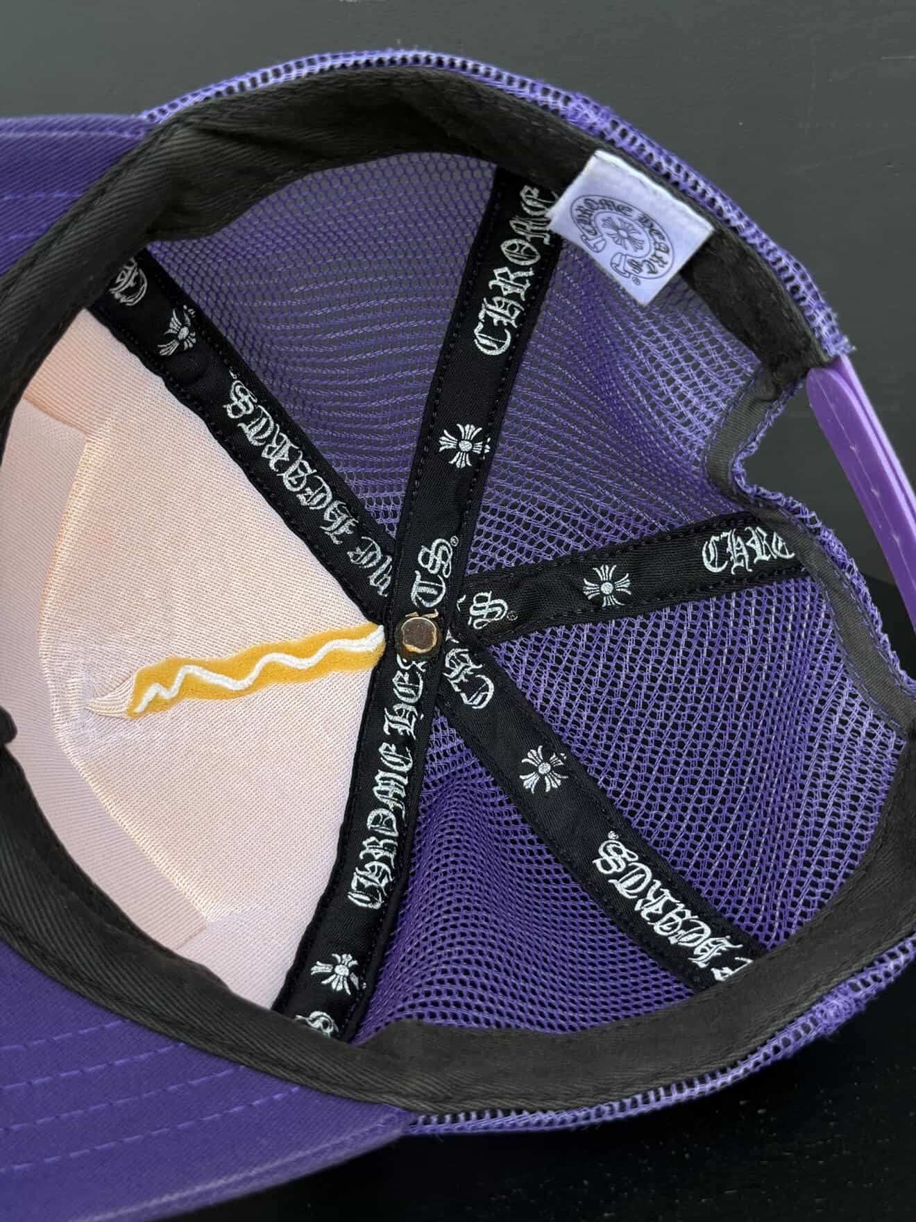 Chrome Hearts Hollywood Pink on Purple Trucker Hat