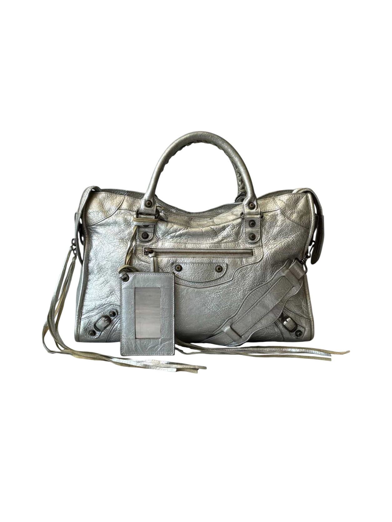 Balenciaga Classic City Metallic Silver Lambskin Bag