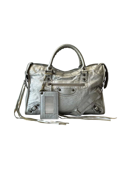 Balenciaga Classic City Metallic Silver Lambskin Bag