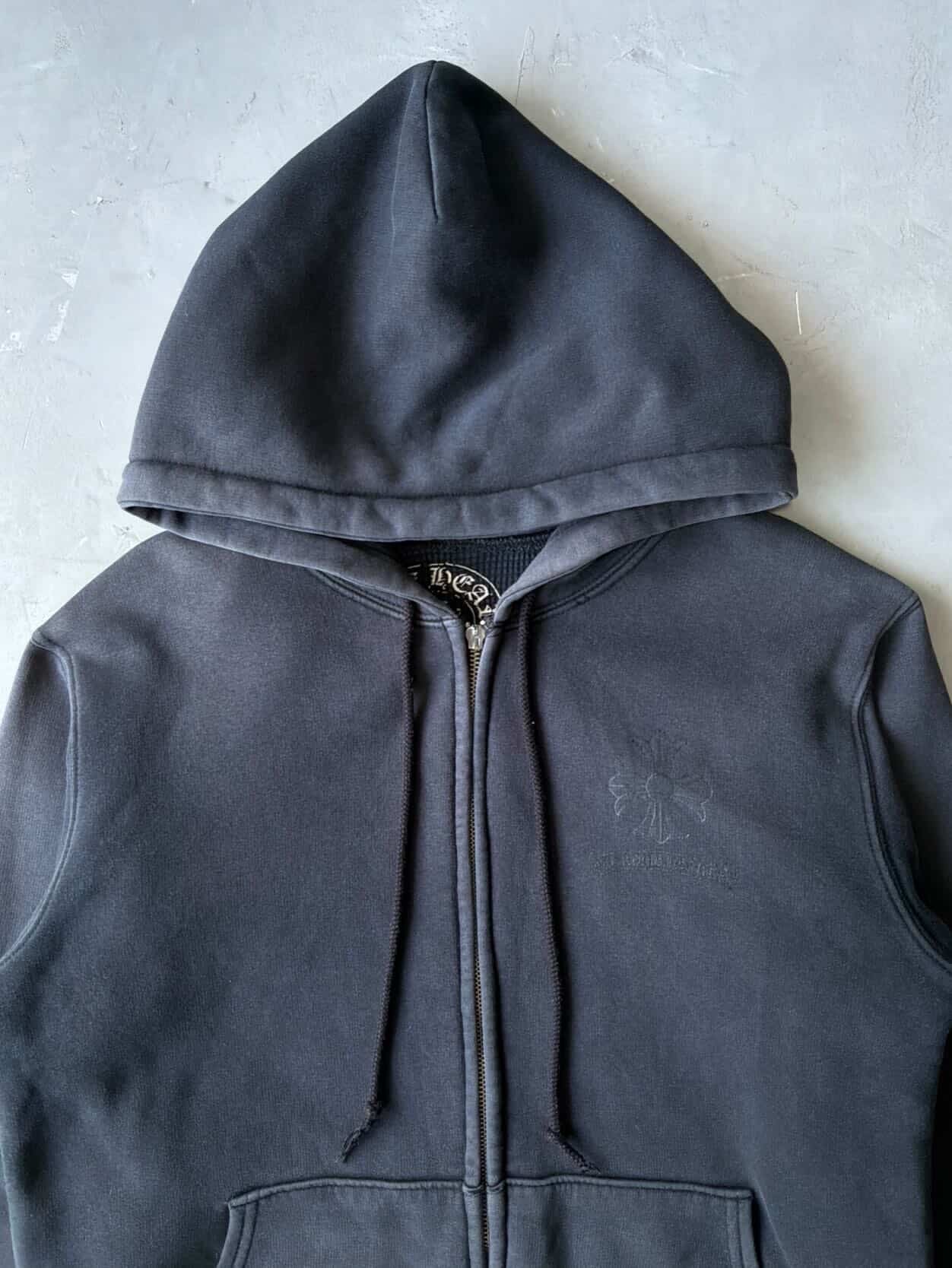 Vintage Chrome Hearts Tonal Cross Thermal Zip Hoodie