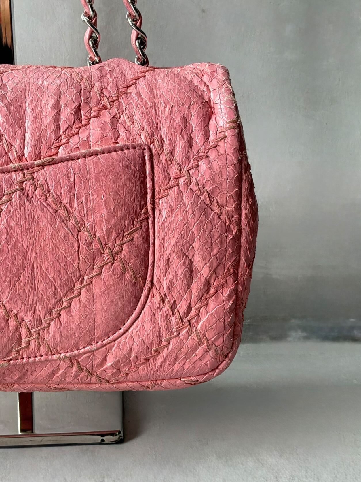Chanel Python Skin Pink Flap Bag