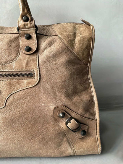 Balenciaga City Work Light Brown Lambskin Bag