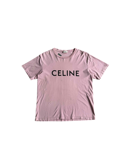 Celine Pink Scrip Logo Shirt