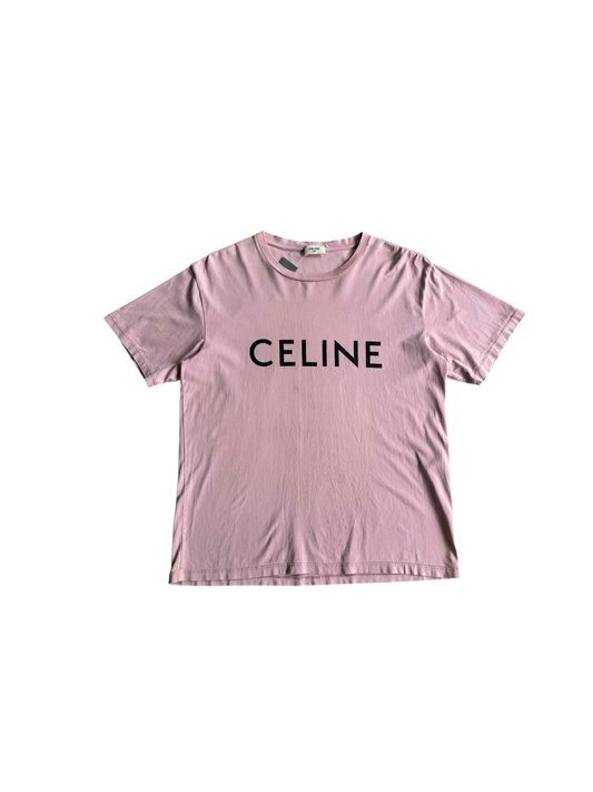 Celine Pink Scrip Logo Shirt
