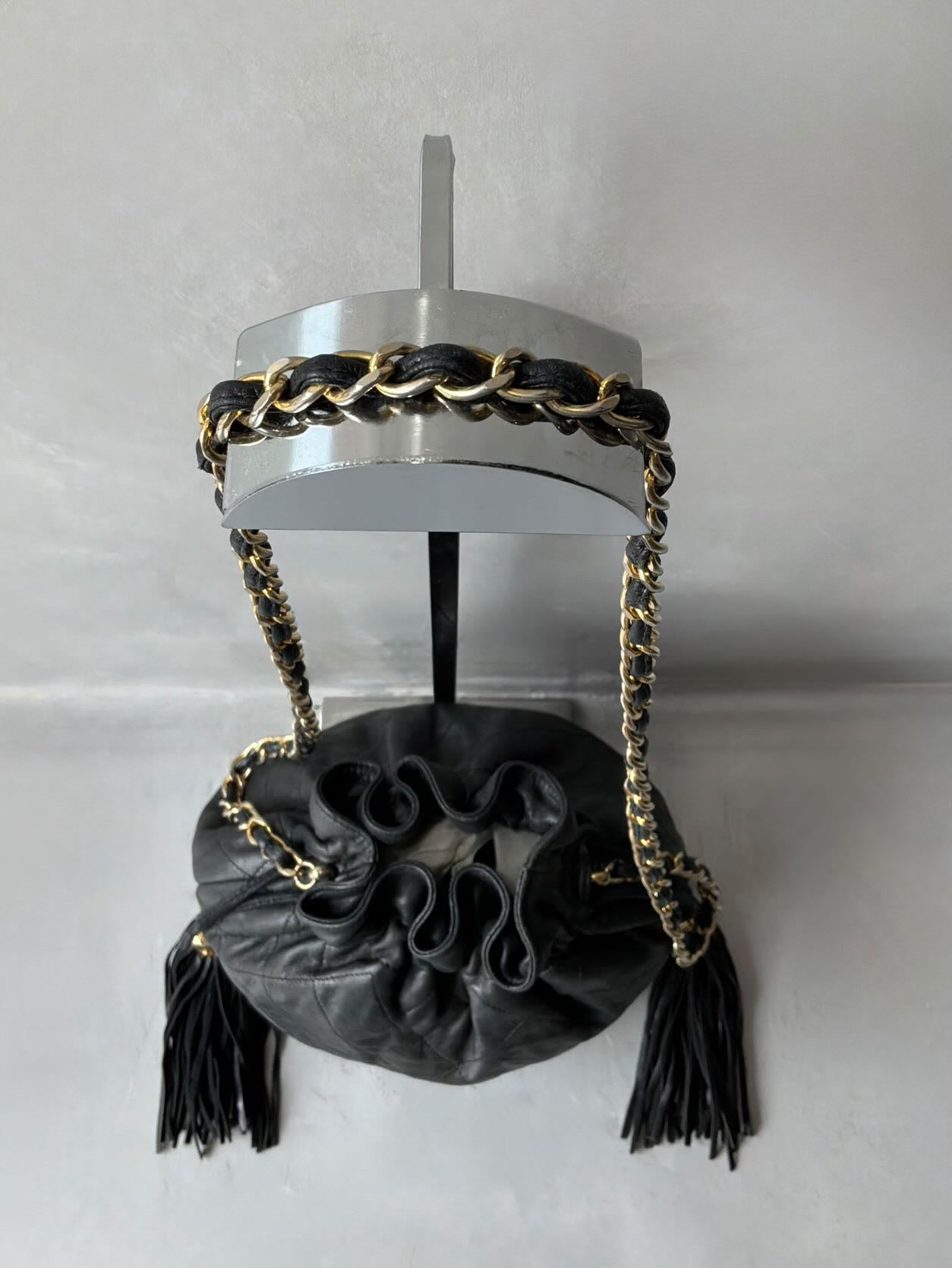 Chanel Quilted Drawstring Mini Bucket Bag