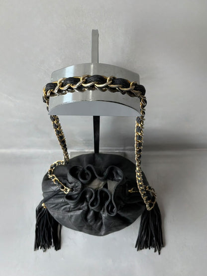 Chanel Quilted Drawstring Mini Bucket Bag