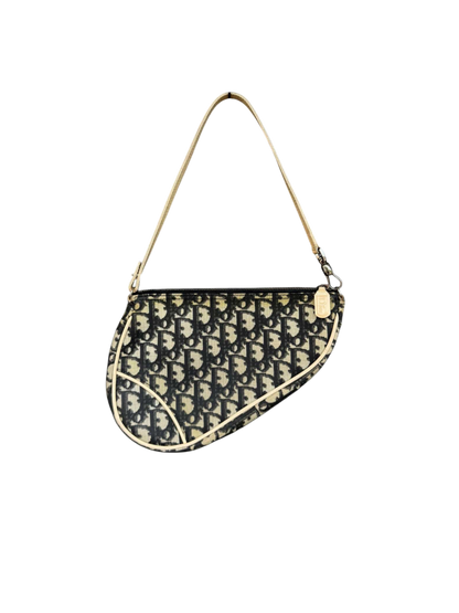 Dior Vintage B&W Monogram Saddle Bag
