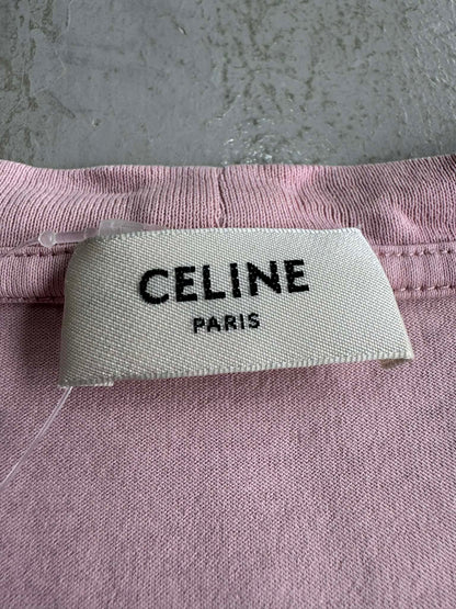 Celine Pink Scrip Logo Shirt