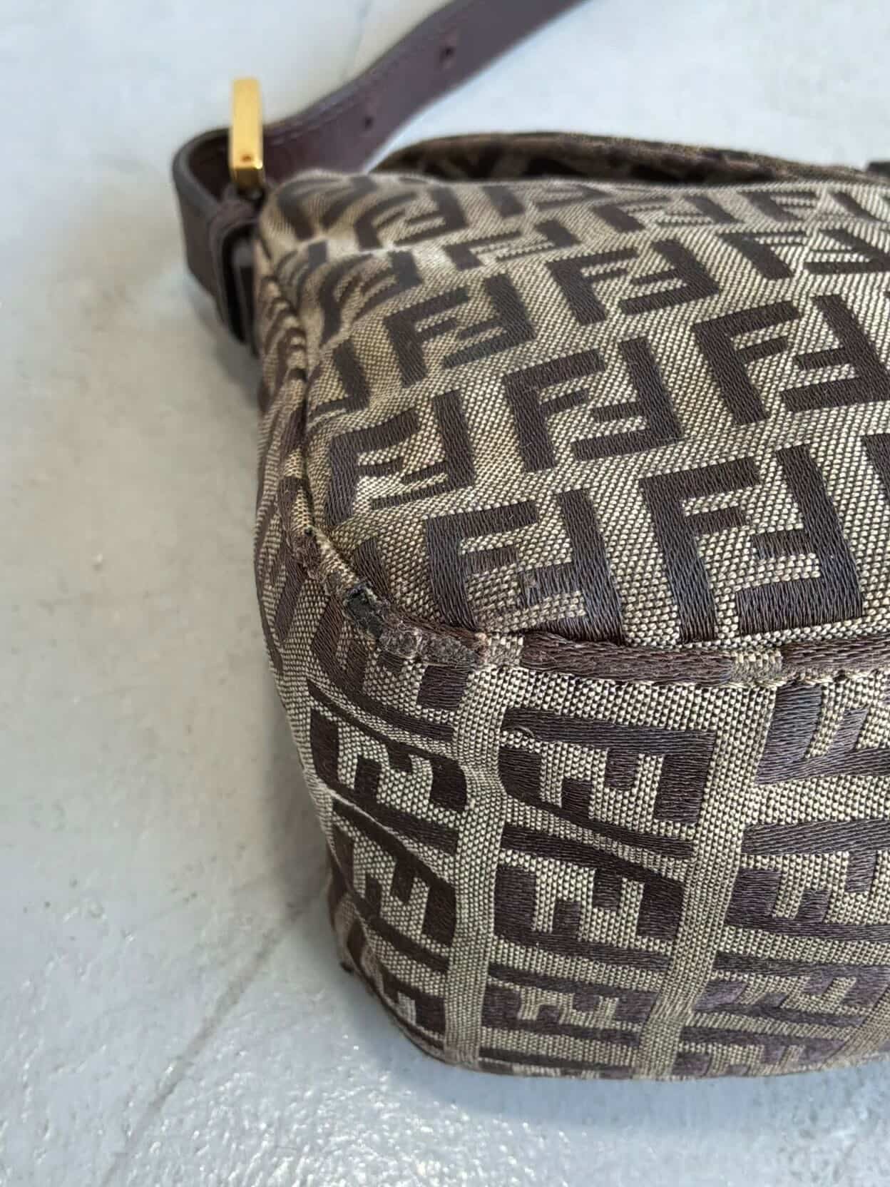 Fendi Zucchino Double Flap Baguette Bag