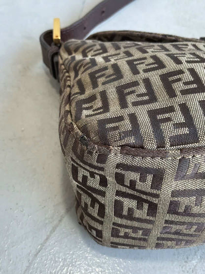 Fendi Zucchino Double Flap Baguette Bag