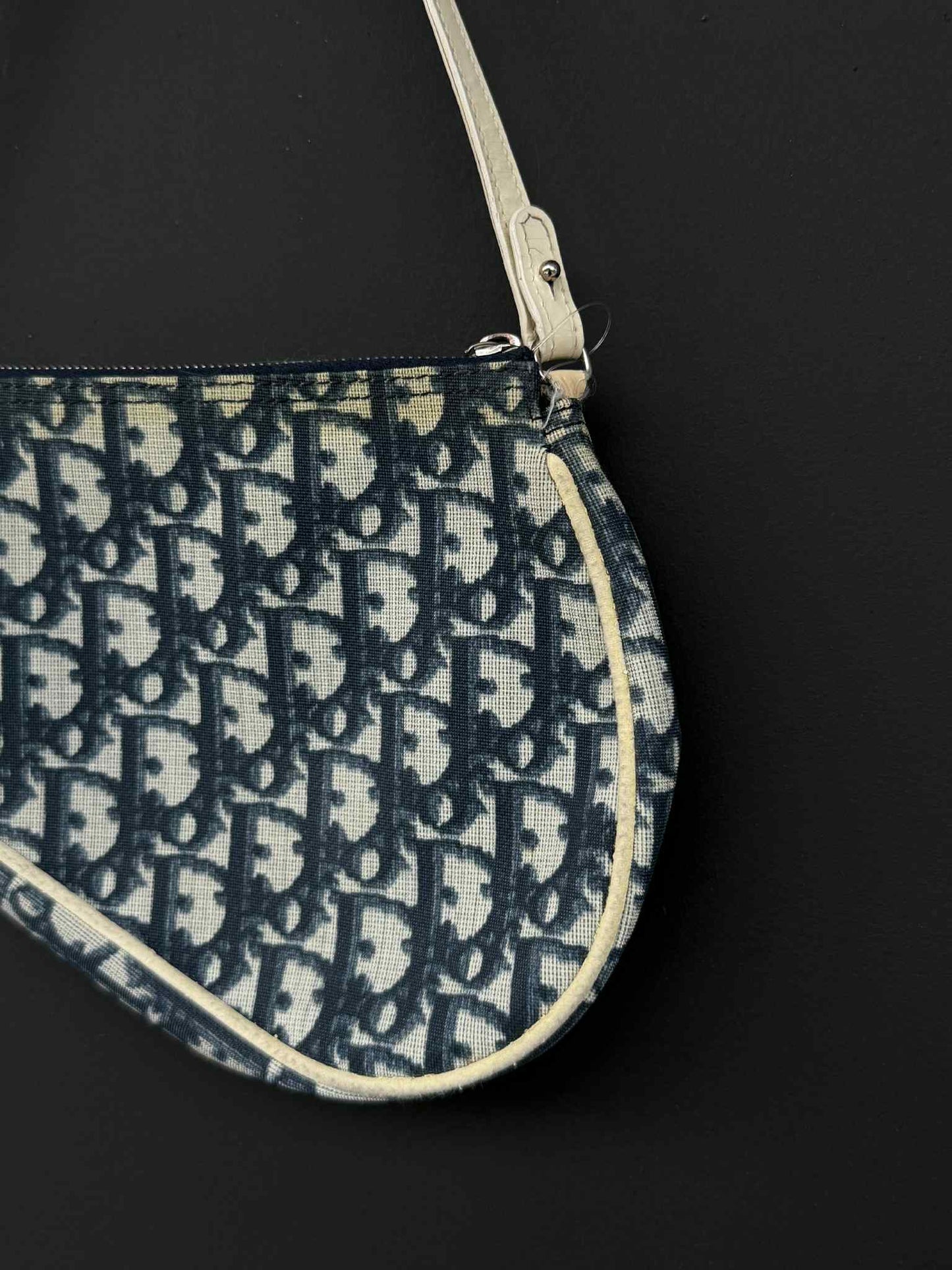 Vintage Dior Blue/White Oblique Saddle Bag