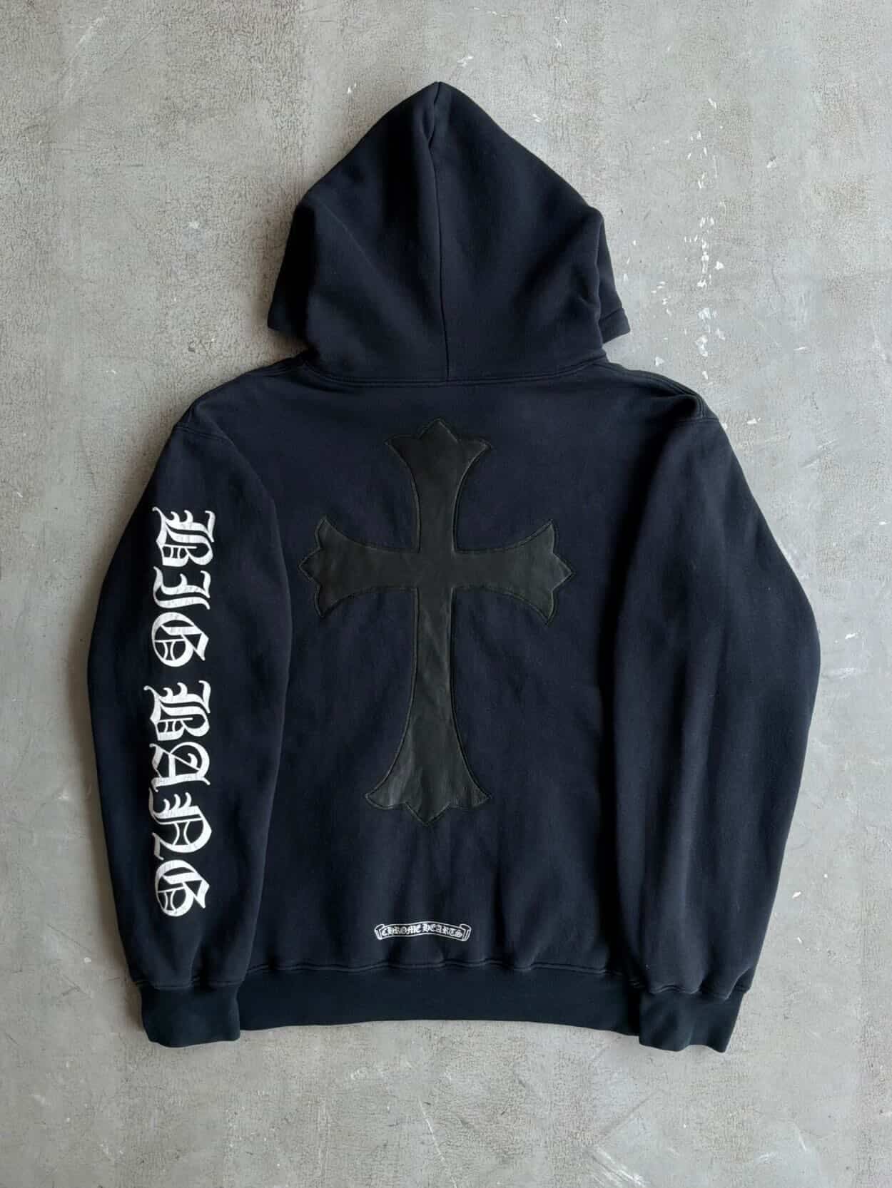 Vintage Chrome Hearts x Big Bang Leather Cross Patch Hoodie