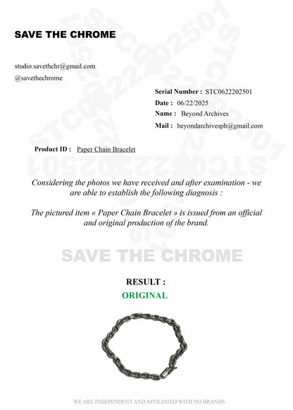 Chrome Hearts 8” Paper Chain Bracelet