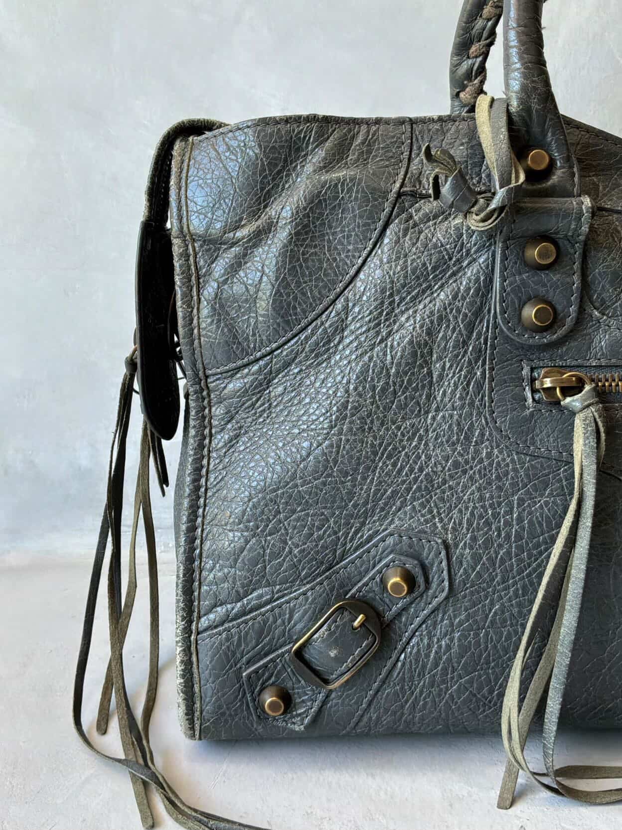 Balenciaga City Part Time Dark Gray Lambskin Bag