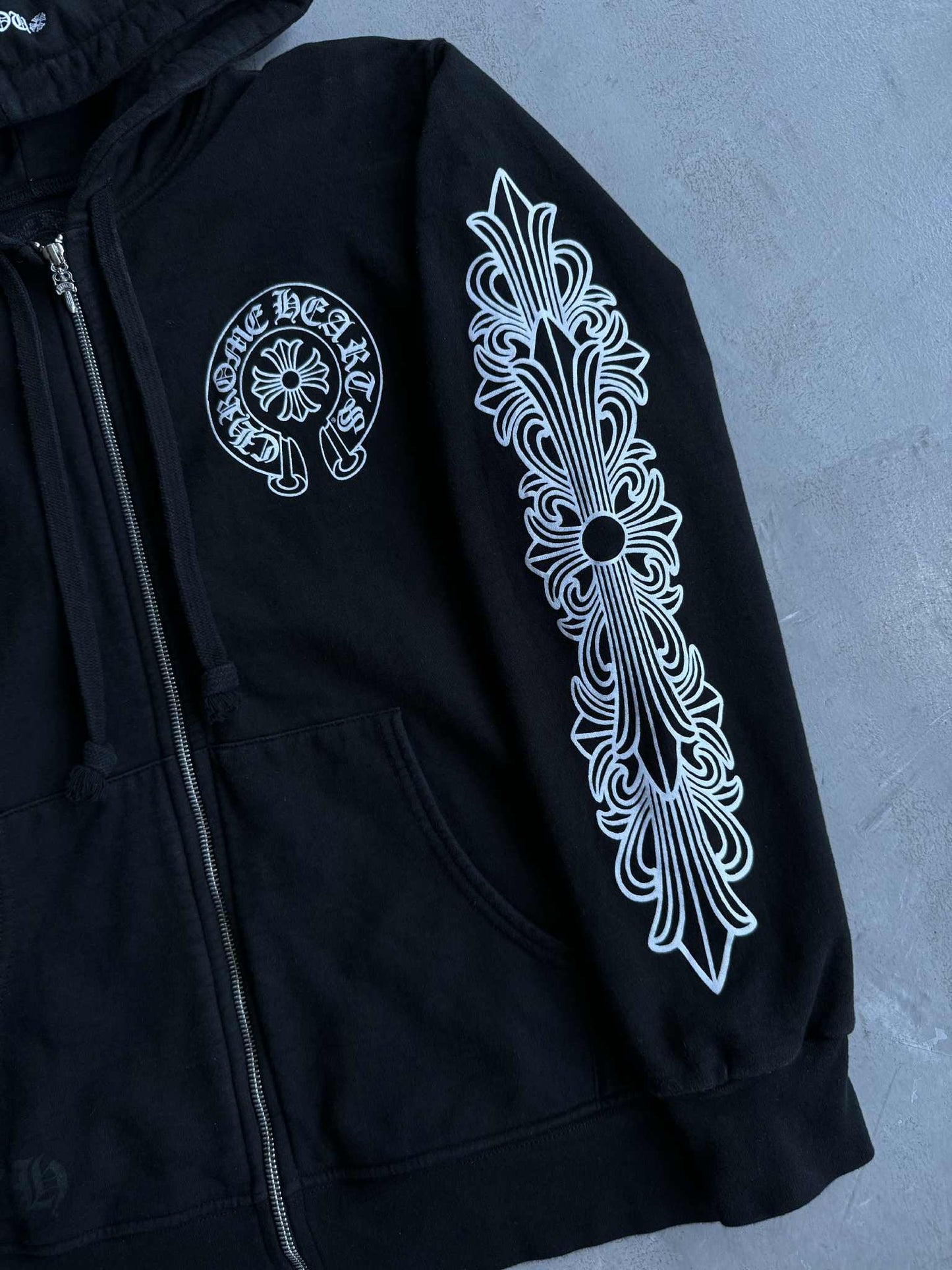 Chrome Hearts Floral Horseshoe Thermal Zip Hoodie