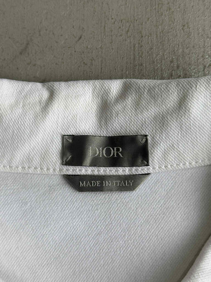 Dior Embroidered Cd Letter Denim White Jackrt