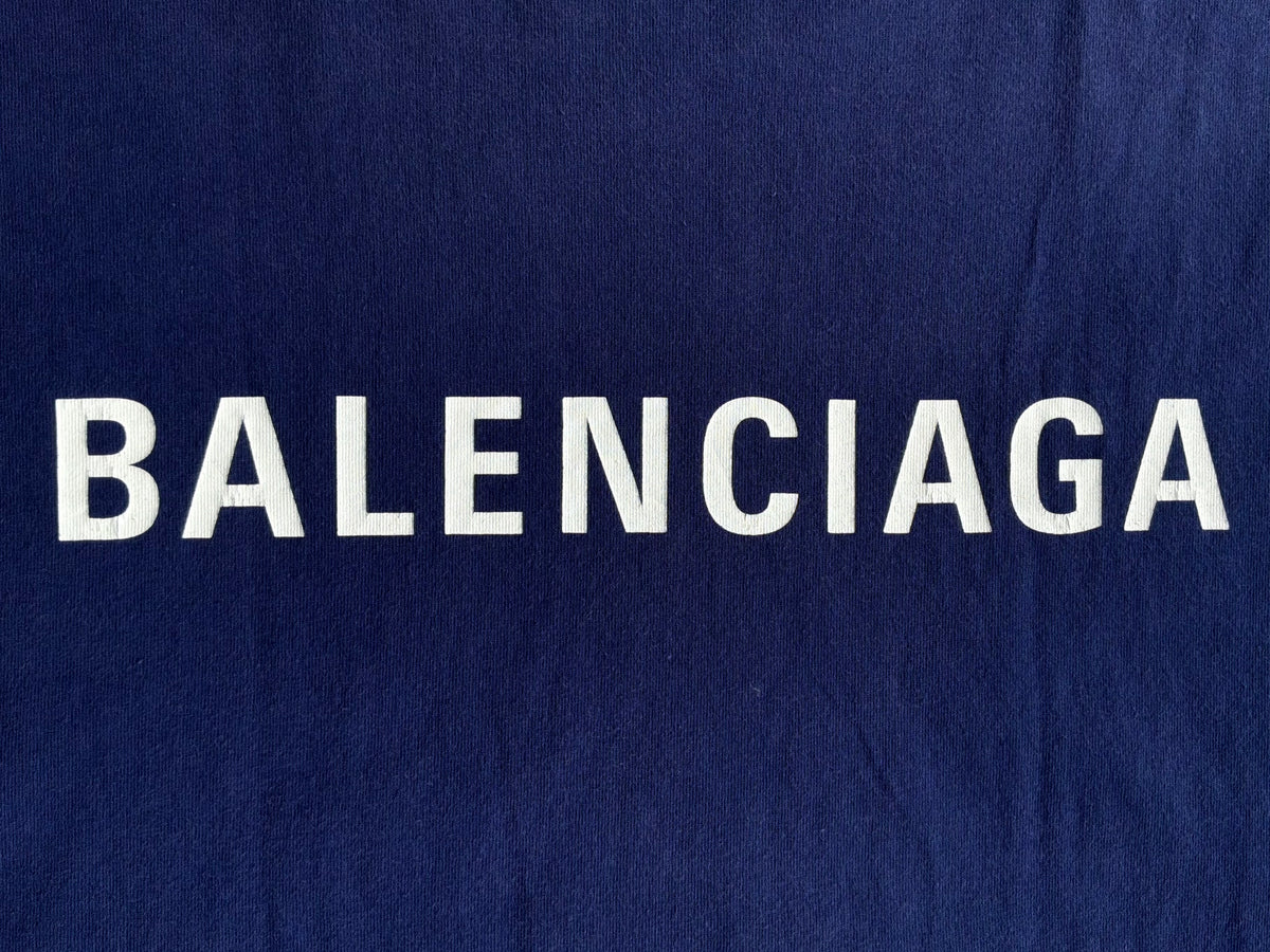 Balenciaga Script Mullet Blue Tee