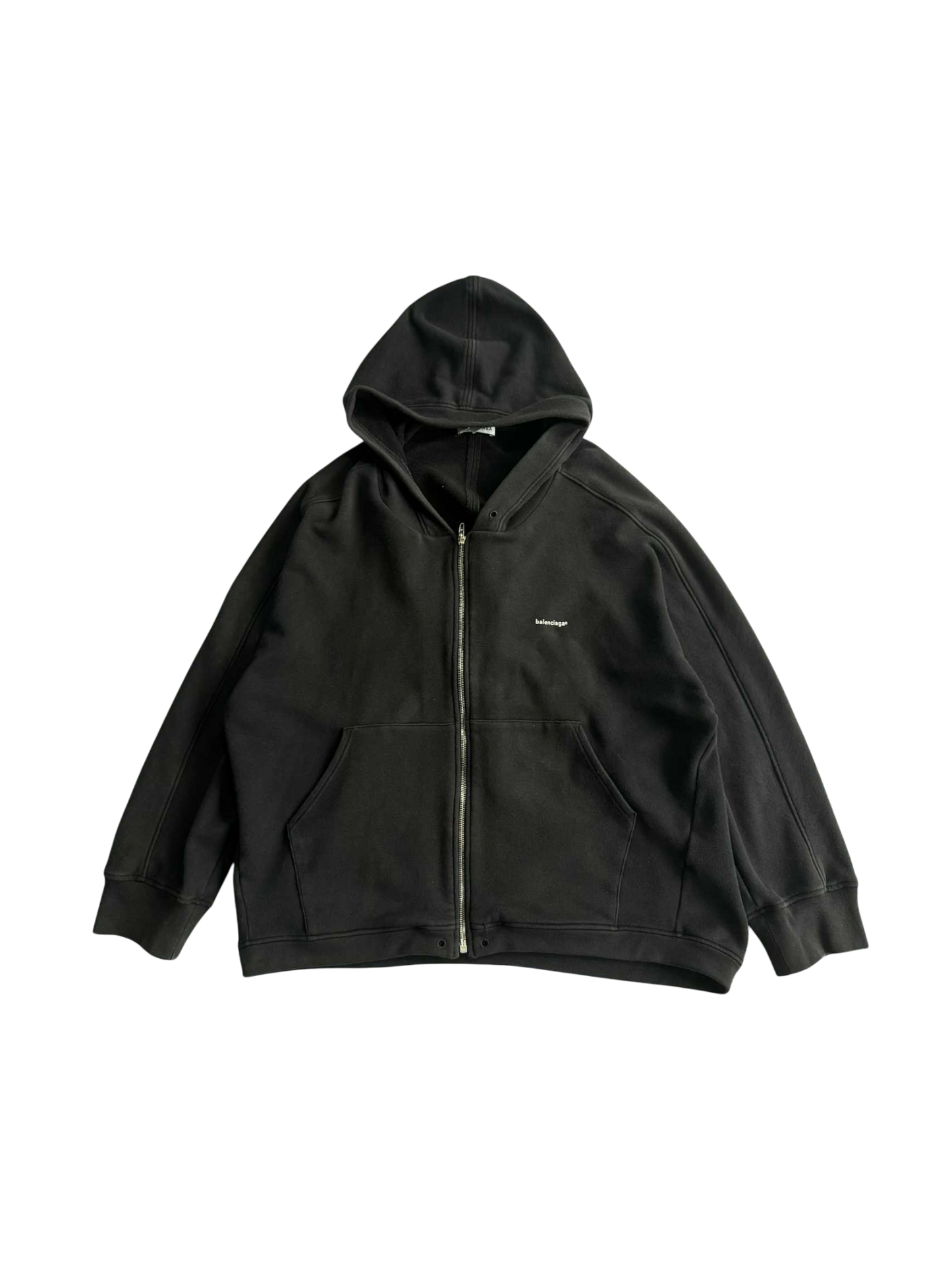 Balenciaga Ss18 Black Logo Zip Up Hoodie