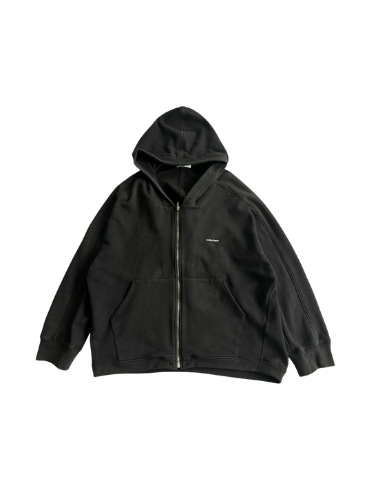 Balenciaga Ss18 Black Logo Zip Up Hoodie