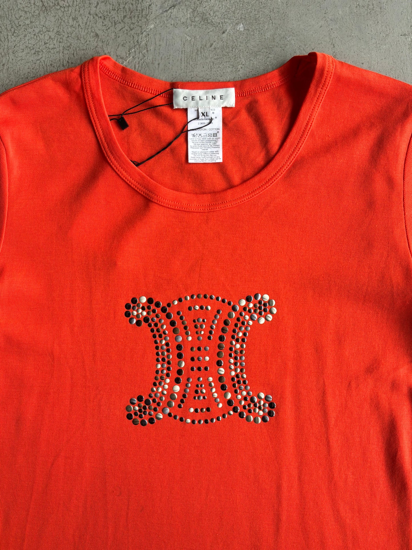 Celine Beaded Logo Orange Blouse