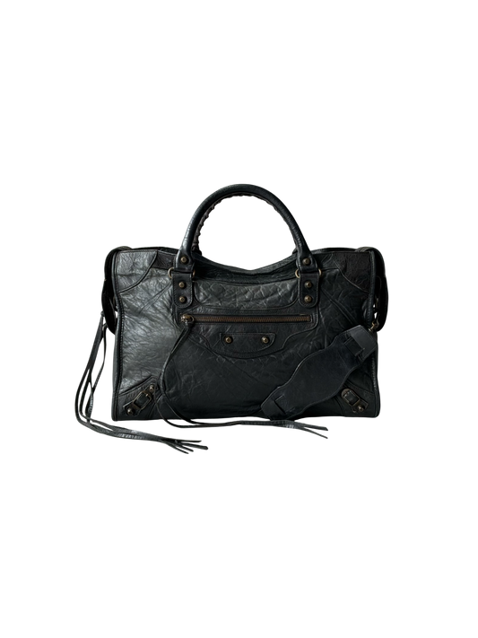 Balenciaga Classic City Black on Brass Lambskin Bag