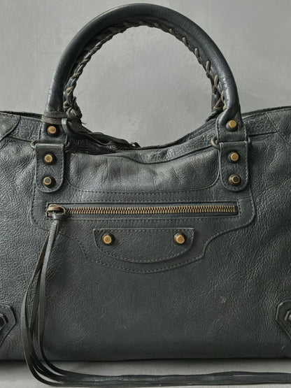 Balenciaga Classic City Gray on Brass Lambskin Bag