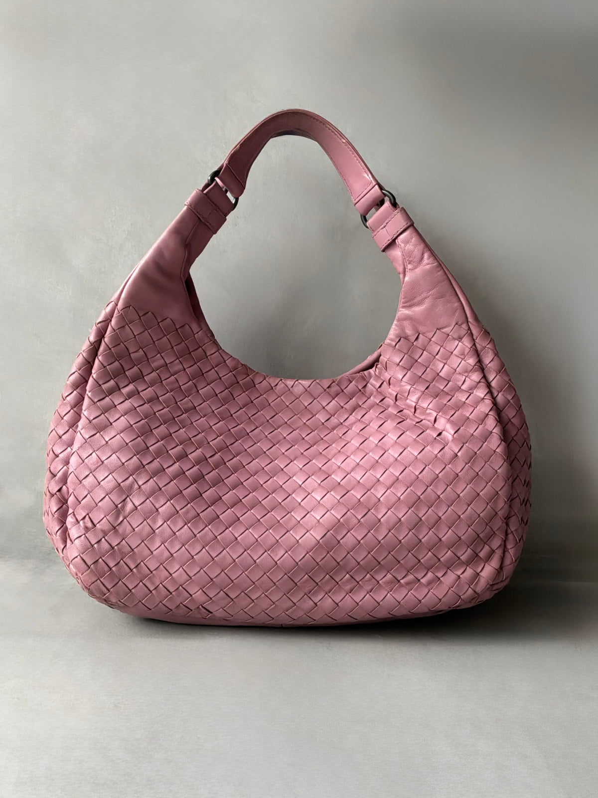 Bottega Veneta Pink Campana Intrecciato Hobo Bag