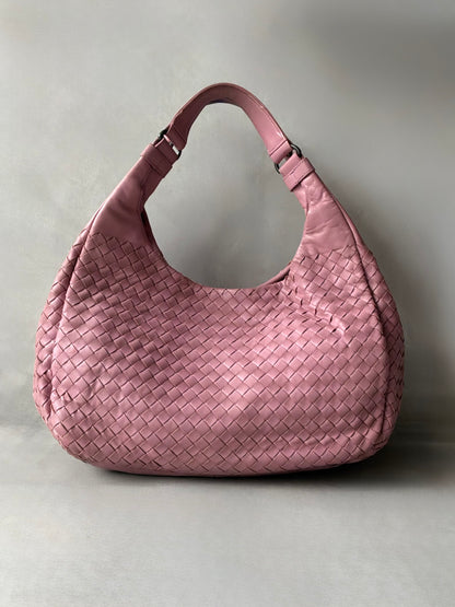 Bottega Veneta Pink Campana Intrecciato Hobo Bag