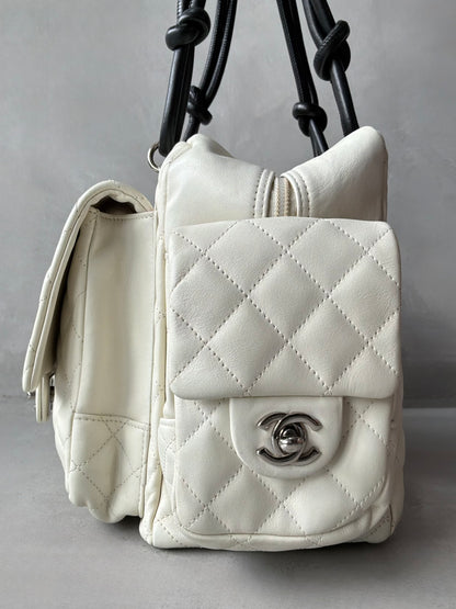 Chanel White Quilted Leather Cambon Ligne Reporter Bag