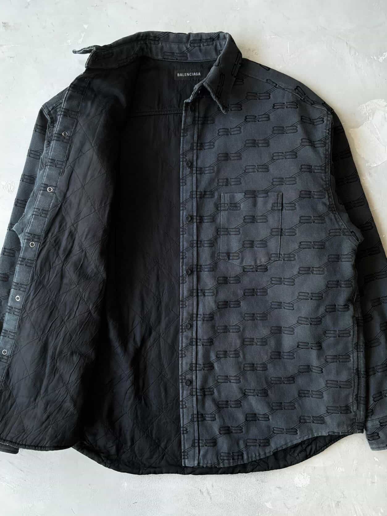 Balenciaga All Over Print BB Padded Denim Jacket