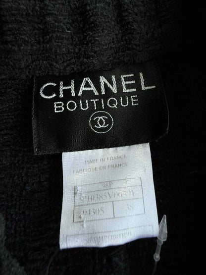 Chanel 2008 ruffled detailed wool blend coat in black