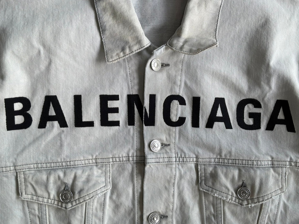 Balenciaga Embroidered Script Denim Jacket