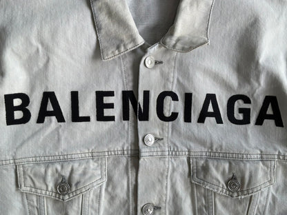 Balenciaga Embroidered Script Denim Jacket