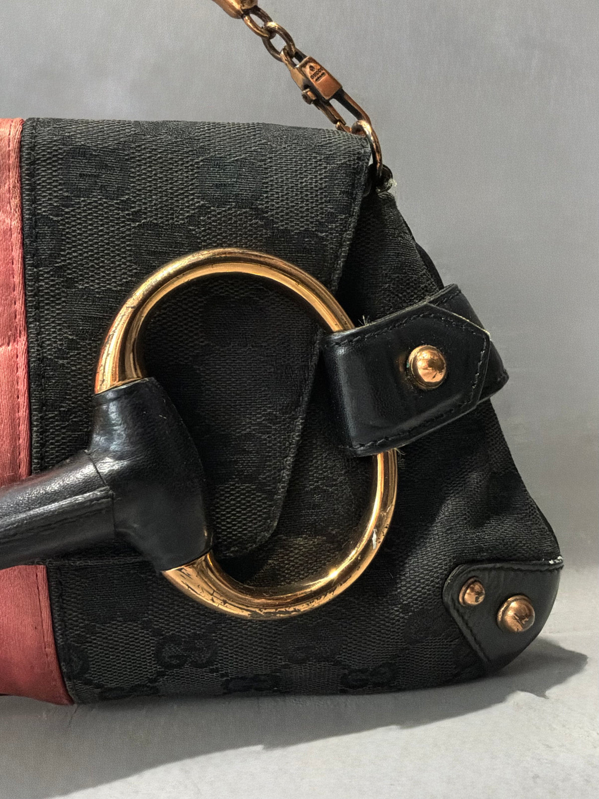 Gucci By Tom Ford Satin Horsebit Bamboo Chain Shouder  Bag